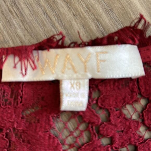 NORDSTROM WAYF BURGUNDY LACE LONG SLEEVE DRESS SIZE XS EUC - Picture 9 of 9